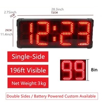 YIZHI GO4T-8R Jam Dinding Digital LED Tahan Air Luar Ruangan Satu Sisi 8 Inci 4 Digit Layar Besar Penghitung Waktu Mundur dengan Remote