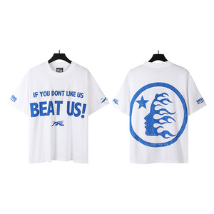 Camiseta de Manga Corta Transpirable de Doble Cara con Estampado de Llama y Eslogan 'Don't Argue Battle It Out', 240g, 100% Algodón - Product Image 1