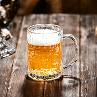 Verre à bière pression personnalisé avec logo 380 ml, populaire pour bars commerciaux et usage domestique, grande capacité avec poignée