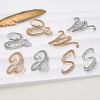 Broche à tige électroplaquée avec alphabet à 26 lettres, style européen et américain, motif anti-exposition, strass, corsage, accessoire pour femme