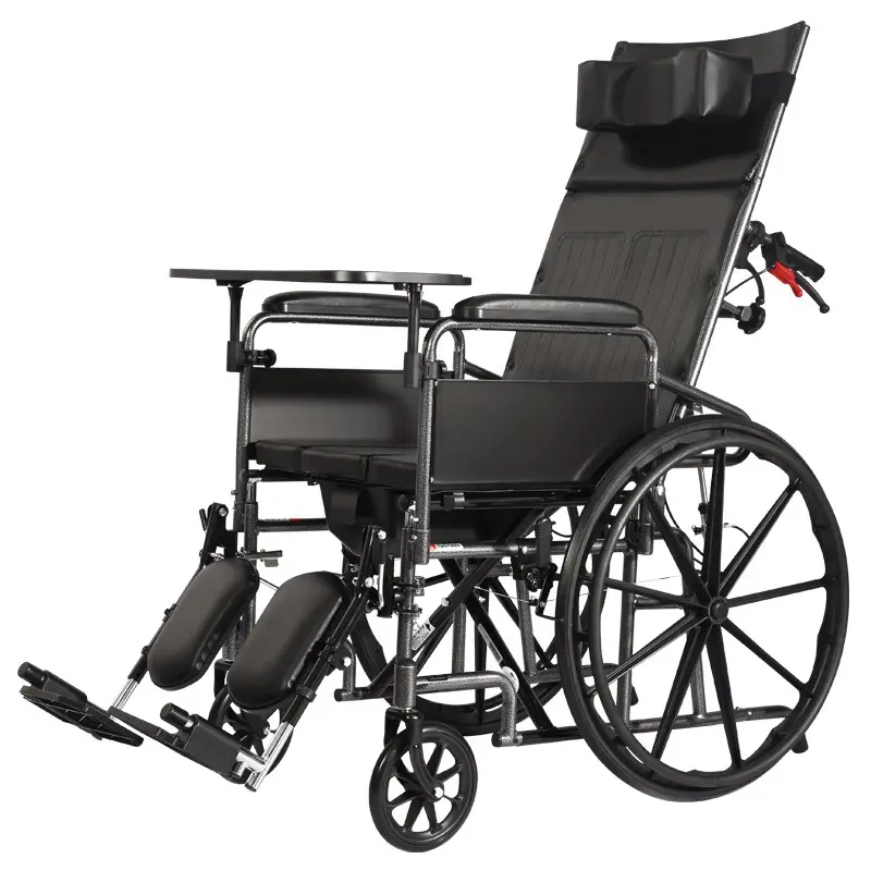 Silla de baño completa, silla de ruedas plegable, silla de ruedas manual para personas mayores discapacitadas
