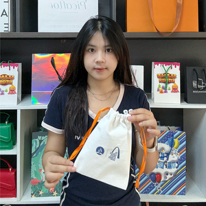 Custom Logo Printed Eco-Friendly Cotton <strong>Drawstring</strong> Dust Bag Gift <strong>Drawstring</strong> Pouch - Product Image 6