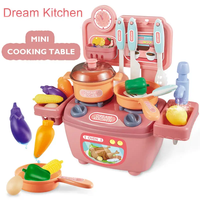 Couleur rose enfants jouer cuisine jouets Mini Table cuisine vaisselle ustensiles de cuisine jouer maison jouet éducatif cuisine pour enfants
