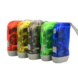 Colorful Plastic LED Mini Outdoor Emergency Flashlight Hand Press Charging Electric Torch