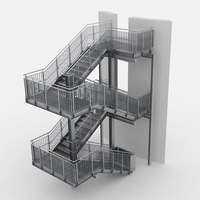Structure d'escalier préfabriquée en acier |   Escaliers d'évacuation industriels et commerciaux, escaliers d'urgence en métal pour immeubles de bureaux et usines
