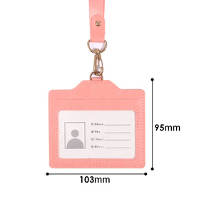 Porta credenciales horizontal de cuero PU de colores con entrega rápida, para personal de aeropuerto, con gancho metálico y cordones. - Product Image 2