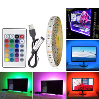 Bande LED Intelligente RGB 5050 5V 3M USB IP20 Flexible avec Télécommande, Rétroéclairage TV Ambiant Coloré pour Décoration Maison et Salon
