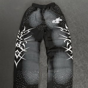 Custom Vintage Lavado ácido Sun Faded Acampanado Pierna ancha Cintura media Hip Hop Pantalones de chándal de gran tamaño Baggy 100% algodón - Product Image 4