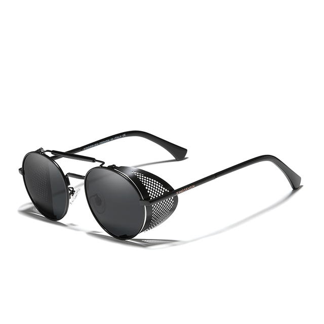 KINGSEVEN Retro Steampunk Sun Glasses for Men Women Vintage Travel Eyewear with Polycarbonate Lenses 7550 Gafas De Sol Shades