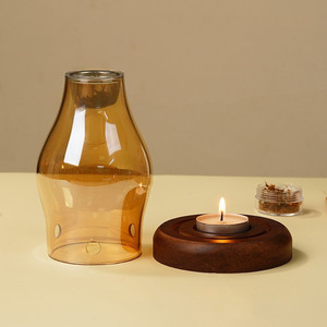 Porte-bougie coupe-vent en verre avec base, résistant à la chaleur, pour brûleur d'encens, idéal pour la décoration de Noël à la maison - Vente chaude - Product Image 2