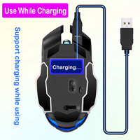 Souris de jeu sans fil A4 1600 DPI LED rechargeable 2.4G réglable silencieuse pour PC portable