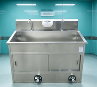 Évier chirurgical pour 2 personnes en acier inoxydable 304 MT Medical, avec capteur et commande au pied, pour salle d'opération