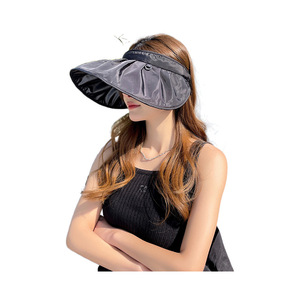 Visor Wide Brim Sun <b>Hat</b> For Women <b>Summer</b> UV Protection Breathable Beach <b>Hat</b> Off White Khaki Navy Blue Pink - Product Image 4