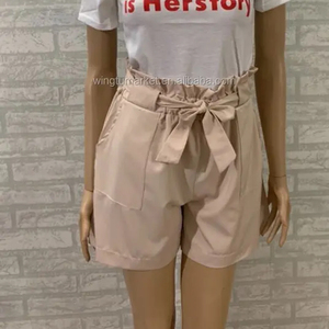 <span class=keywords><strong>Shorts</strong></span> Casual estivi pantaloncini da <span class=keywords><strong>donna</strong></span> accartocciati di <span class=keywords><strong>lino</strong></span> di cotone larghi con coulisse con cintura elastica in vita con tasche - Product Image 5