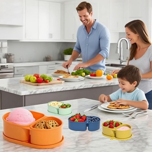 Wholesale Custom Logo Silicone Bento Box Food Storage <b>Containers</b> Microwave Heating Lunch Box for Office - Product Image 6