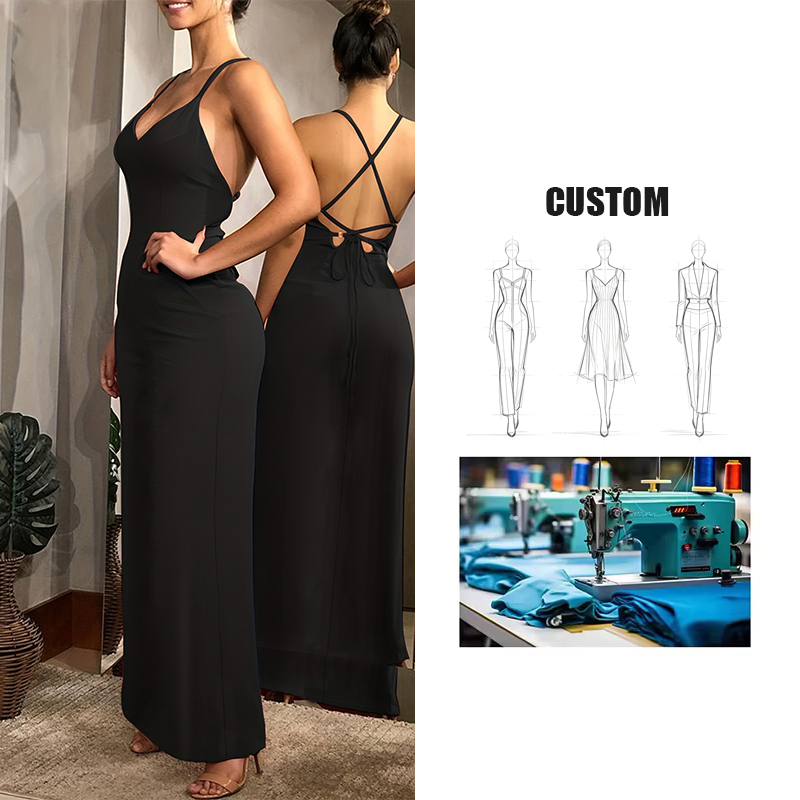 chinese dress ladies Remelon Womens Sexy Spaghetti Strap Deep V Neck Floral Boho Criss Cross  Backless Chiffon Beach Party Long Maxi Dress Navy S at Amazon Women's  Clothing store