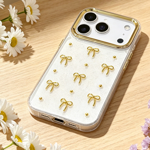 Custodia per telefono 3D con fiocco dorato e glitter per <span class=keywords><strong>iPhone</strong></span> 18 <span class=keywords><strong>Pro</strong></span> <span class=keywords><strong>Max</strong></span>, cover per cellulare per <span class=keywords><strong>iPhone</strong></span> 17 <span class=keywords><strong>Pro</strong></span> 16 15 LN034 - Product Image 6