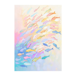 Colorful Fish Oil Painting Hand Painted Impressionism Style Living Room <b>Wall</b> Art Decor No <b>Frame</b> Modern Minimalist <b>Design</b> - Product Image 5