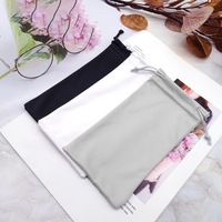 Étui de protection pour lunettes de soleil XUZE rétro en microfibre de couleur unie, portable, avec double fermeture à cordon, logo personnalisé, blanc, 9*18cm