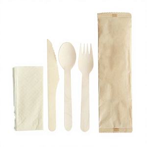 ชุดช้อนส้อมมีดไม้ไผ่ย่อยสลายได้ทางชีวภาพจากโรงงานโดยตรง สำหรับงานปาร์ตี้ แคมป์ปิ้ง ขนาด 140 160 แบบปกติ พร้อมบรรจุภัณฑ์ - Product Image 1