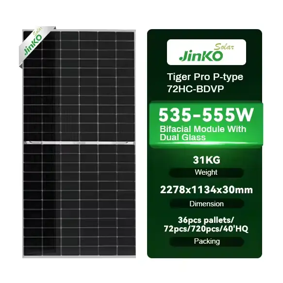 Ad alta potenza commerciale 535w 540w 545w 550w 555w Jinko N-TYPE pannelli solari con UL