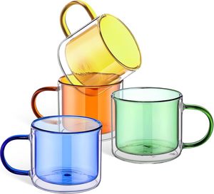 แก้วกาแฟทรงสูงสองชั้น ขนาด 250 มล. ทนความร้อน ปลอดสาร BPA ใช้กับเครื่องล้างจานได้ พร้อมหูจับ ขายส่ง - Product Image 1