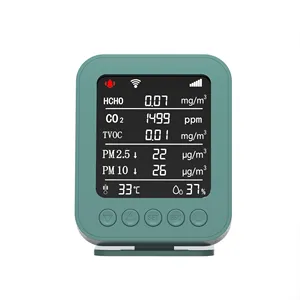 Mini portable intelligent qualité de l'air analyser PM 2.5 mètre température <span class=keywords><strong>humidité</strong></span> CO2 dispositif de mesure écran LCD HCHO AQI moniteur - Product Image 1