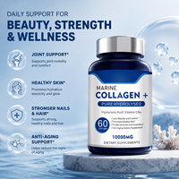 Gélules de collagène marin hydrolysé pour adultes avec acide hyaluronique, complexe de vitamines C et E, bien-être quotidien, approvisionnement ODM