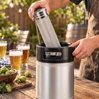 Beer Dry Hopper Filter 300 Micron Hop Filter Strainer 2.75 X 11.8 Inch Stainless Steel Beer Brewing Hop Spider with Hook Chain