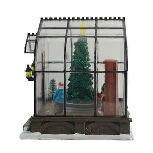 Décoration intérieure, lumières LED multicolores à piles, maison de Noël en acrylique animée avec arbre en mouvement - Product Image 6