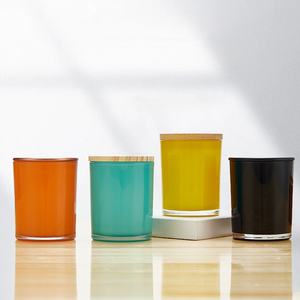 Vase à bougie en verre de haute qualité, moderne, 140 ml, 220 ml, 315 ml, couleur personnalisée verte, jaune, noire, avec couvercle - Product Image 2