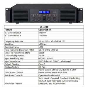 Amplificador de Potencia Profesional de 4 Canales y 800W Clase D, Montable en Rack, Estéreo, para PA, Escenarios, DJ, Clubes y Sistemas de Sonido en Vivo - Product Image 2
