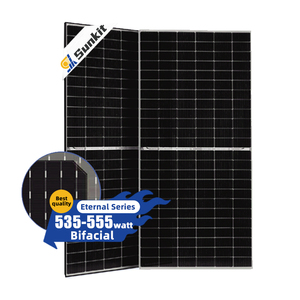 แผงโซลาร์เซลล์แบบสองหน้า Sunkit 535W-555W ขนาด 182 มม. กระจกสองชั้น PERC ได้รับการรับรองมาตรฐาน คุ้มค่า ประหยัด สำหรับระบบไฮบริดบนหลังคาบ้าน - Product Image 1