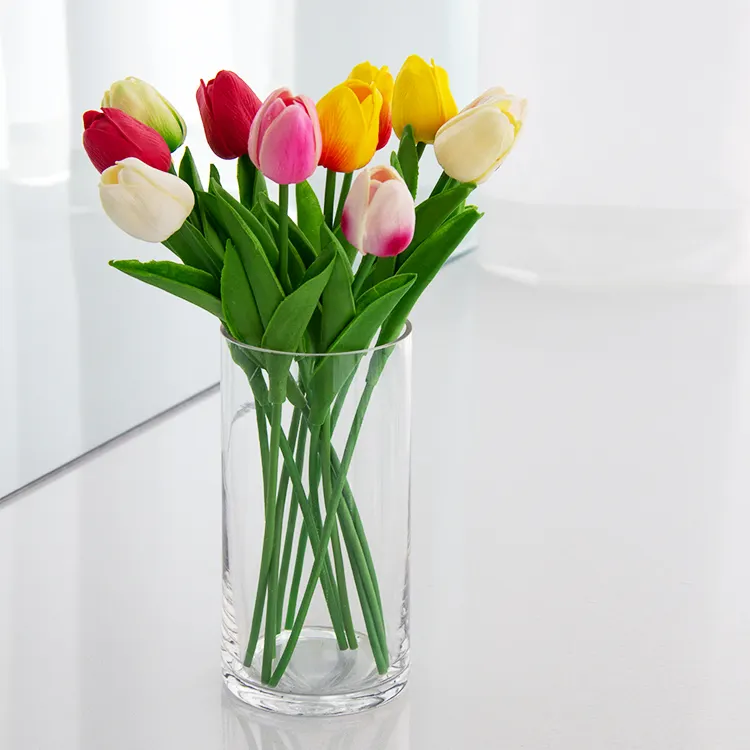 Высокая Прозрачная цилиндрическая ваза, подсвечник, стеклянные вазы для цветов для свадебного украшения дома