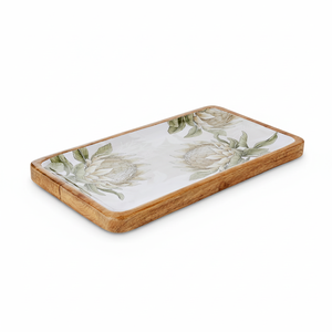 Protea Bloom céramique bois servant apéritif Snack plateau cuisine décor pendaison de crémaillère cadeau artisanal botanique Art - Product Image 1