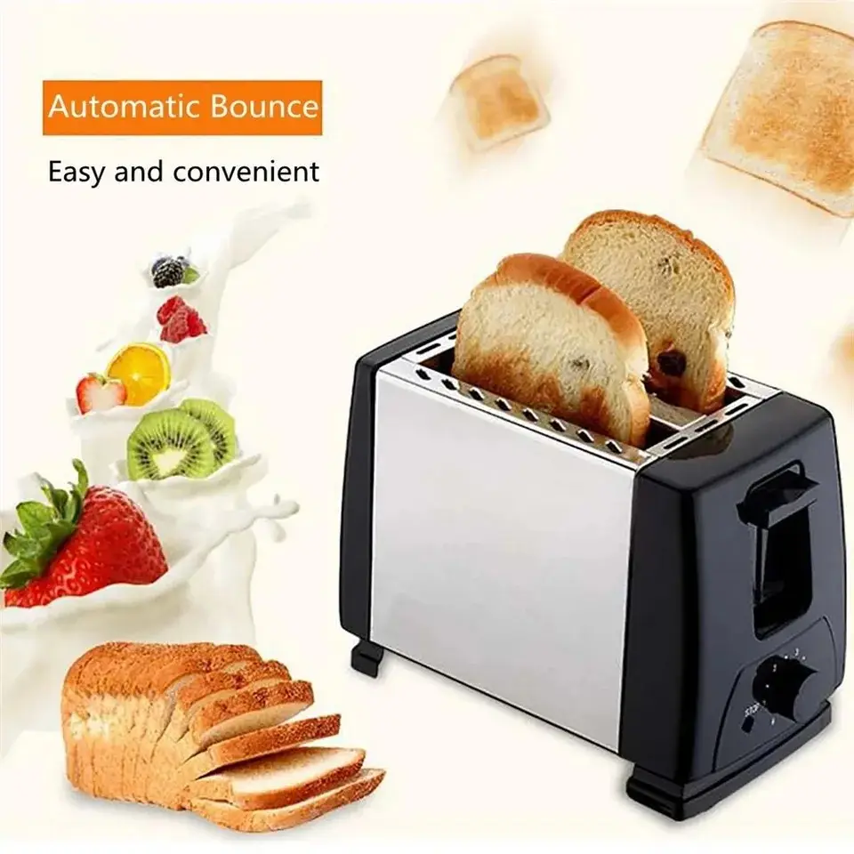 Nuovo stile 2 fette tostapane manuale pane panino automatico in acciaio inox elettronico 2 fette tostapane