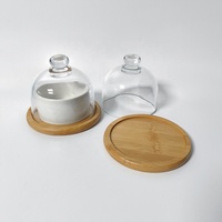 Plateau multifonctionnel en bambou pour beurre, avec couvercle en verre transparent, idéal pour le fromage
