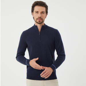 2025, оптовая продажа, роскошный Мужской трикотажный 90% из мериносовой шерсти, 10% кашемировый свитер на молнии, Осенний деловой свитер с логотипом на заказ - Product Image 2