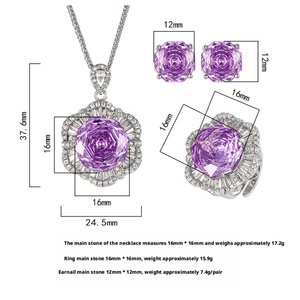 Wholesale Trendy Eco-friendly Copper 6-12mm Violet Zircon Floral <b>Earrings</b> Set Wholesale Fashion Jewelry <b>Earrings</b> for Women - Product Image 2