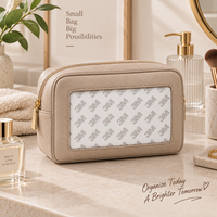 Pochette de maquillage en cuir à finition auto-adhésive pour broderie au point de croix, idéale pour l'organisation de voyage, étanche, personnalisable, cadeau de luxe DIY
