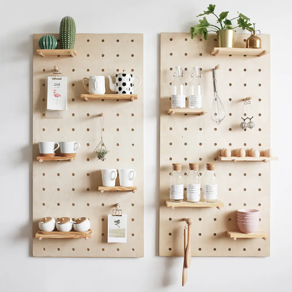 Pegboard Display Stand Pegboard Shelves Storage Organizer Wall Mount Pegboard Floating Rack Kitchen Entryway Montessori Shelves