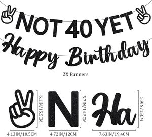Decoraciones de <span class=keywords><strong>Cumpleaños</strong></span> Número <span class=keywords><strong>39</strong></span> para Hombres y Mujeres, Decoración Divertida con Brillo Negro y Dorado, No Aún Cumple 40, <span class=keywords><strong>Feliz</strong></span> <span class=keywords><strong>Cumpleaños</strong></span> con Pancarta y Espirales Colgantes - Product Image 2
