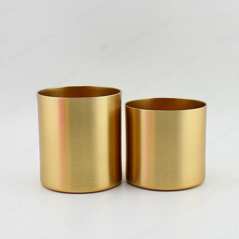 Elegant Luxury 8oz 10oz Copper Gold Metal Votive Candle Jars Empty Lid ...