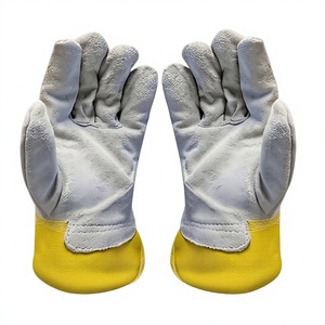 Gants de travail robustes en cuir de vachette fendu, avec dos perforé en tissu de coton, protection industrielle des mains, manchette caoutchoutée, CE - Product Image 6