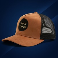 Casquette Trucker Richardson 112 à 5 Panneaux en Maille Respirante avec Logo en Cuir Brodé en 3D Personnalisé, Réglable, Tendance Pêche