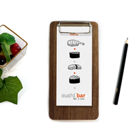 Porte-menu en bambou avec clip métallique, porte-menu en bois personnalisé avec logo pour restaurant, café, hôtel