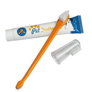 Kit de Cuidado Dental para Mascotas de Doble Cabezal, Ecológico, de Plástico, con Cepillo y Pasta de Dientes para Gatos y Perros, Limpieza Dental - Product Image 3