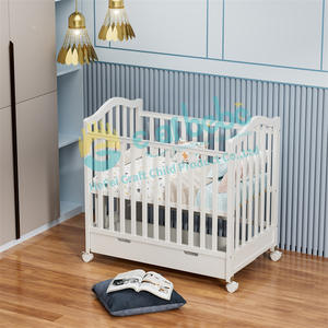 Cunas de Estilo Europeo para Niños en Madera Maciza Muebles de Cama Infantiles Cunas de Bebé Ajustables con Cajón - Product Image 3