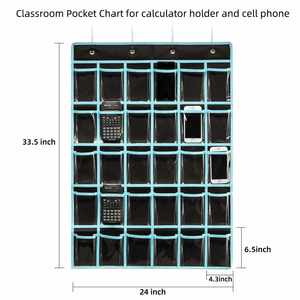 30-Pocket Foldable Classroom Organizer Square Wall Hanging <b>Storage</b> <b>Bin</b> with Sundry and Cell Phone Pockets - Product Image 4