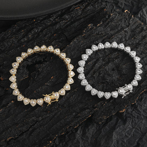 New <b>Love</b> Zircon <b>Bracelet</b> Women's Tennis Chain Heart-shaped Men's <b>Bracelet</b> Couple Stacked Wind Tanjing Fashion Lijing Necklace - Product Image 1